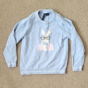 Janie and Jack Boys Blue Bunny Cotton Sweater - Size 5